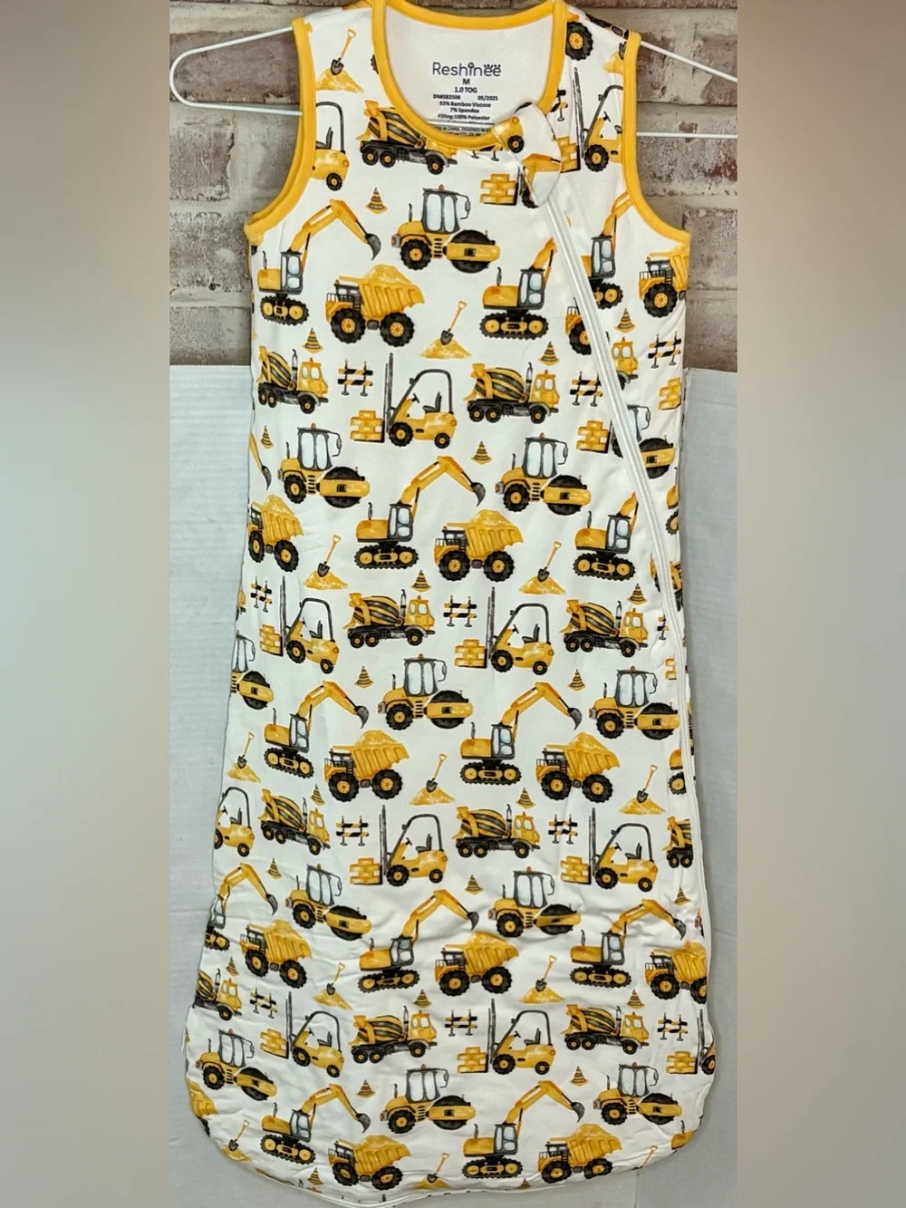 Baby Boy Bamboo Construction Sleep Sack 1.0 TOG Size M 6-18M NWT